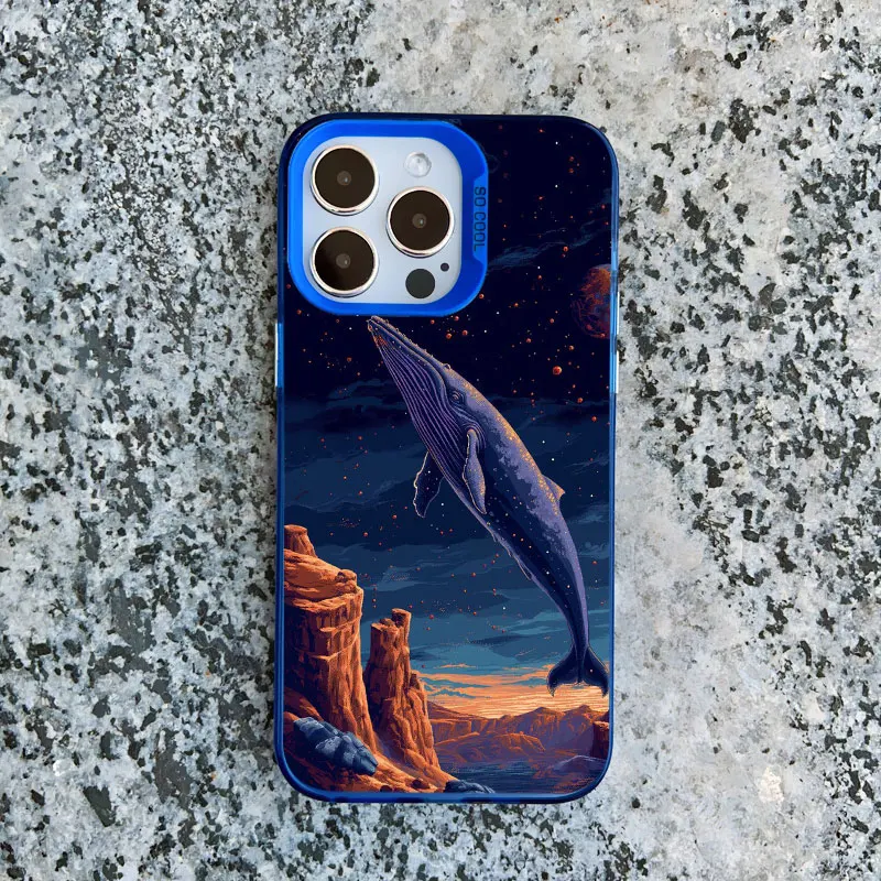 Space Ocean Whale Shark Swimming Phone Case - Shockproof Laser Design  Shell