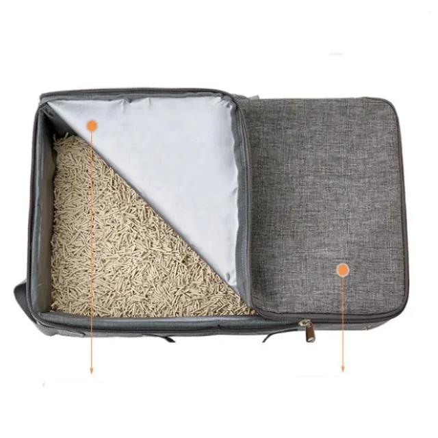 Foldable Cat Travel Litter Box with Lid Foldable Cat Litter Box with Zipper Lid Waterproof Oxford Cloth PP Board Portable ZD01 5