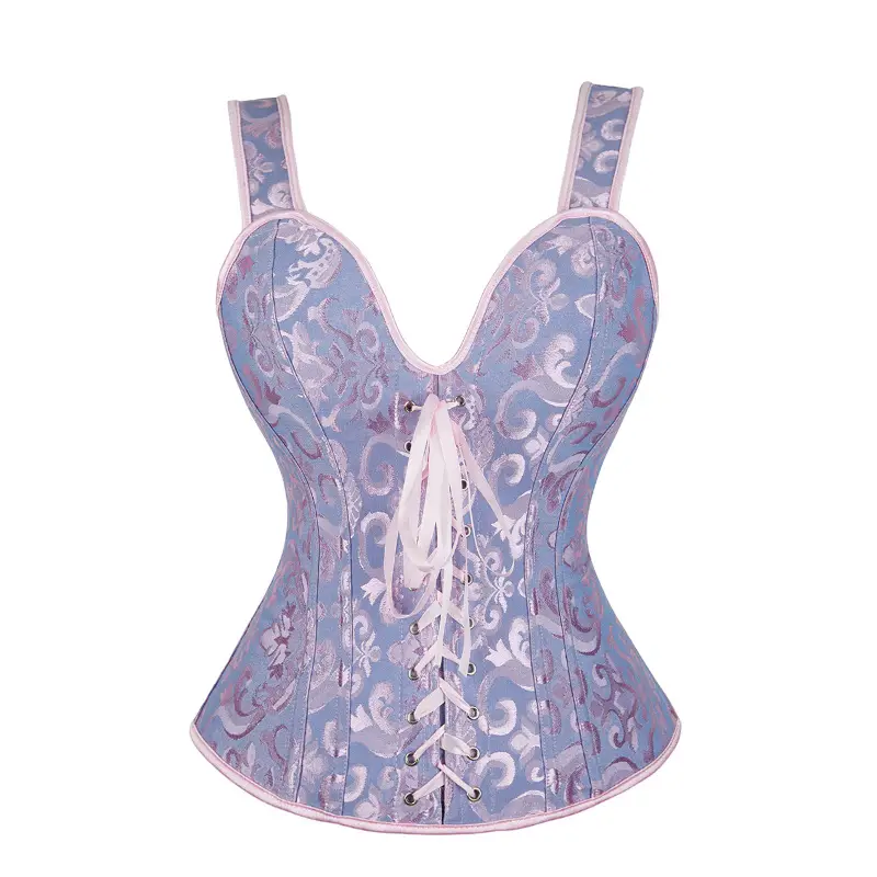 Women Corset with Straps Black Overbust Corset Plus Size Floral Jacquard Corset Zipper Top Gothic Steampunk Corset Bustier - Image 21