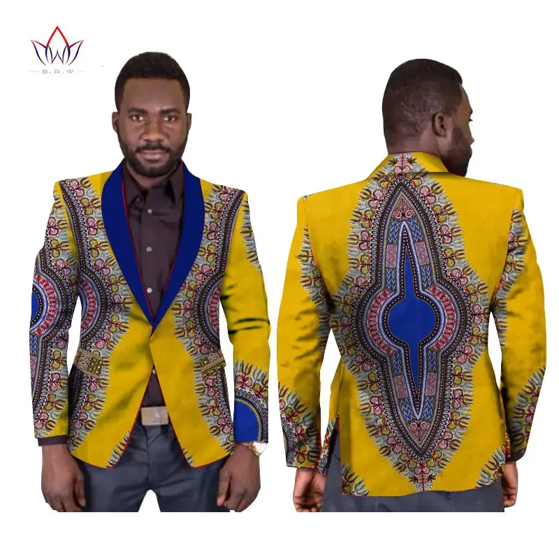 Men Blazer Jacket Single Button Regular Coat Suits African Dashiki Men Print Outwear African Mens Clothes High Quality WYN169