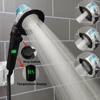 Temperature Display Turbo Propeller Shower Head High Pressure Water Saving With Stop Button Handheld Bathroom Shower Head 1