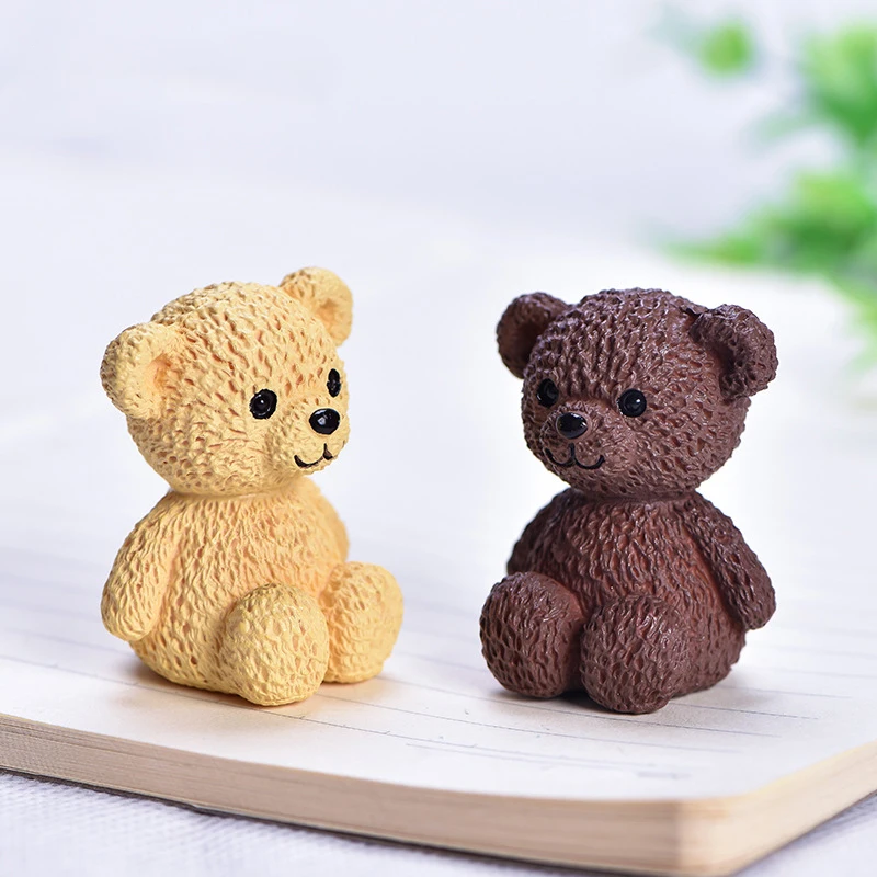 New Resin Kawaii Bear Figurines Miniature Craft Fairy Garden Ornament Miniature Dollhouse Home Decoration Accessories Hot Sale