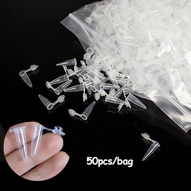 Plastic Test Tubes Centrifuge Tube Micro 0.2 Ml Centrifuge Tube 50 Test Tubes Transparent Plastic Tube Container Science Laboratory Test Accessories Lid