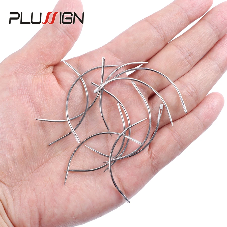 Hair Extensions Tool Lace Wig Needles Large Roll Hair Weaving Thread Making Wig 1Roll Black Nylon Sewing Thread C Shape Curved Needles 6Cm 12Pcs Wig Making Tools