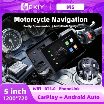 EKIY 5 inch CarPlay Navigation Wireless CarPlay Android Auto Airplay Display Screen Portable Motorcycle Remote controller