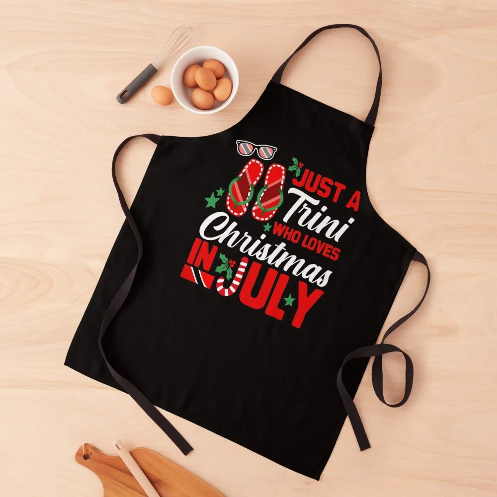 

Just A Trini Who Loves Christmas In July Apron Waterproof Apron Customizable Apron House Things For Home And Kitchen