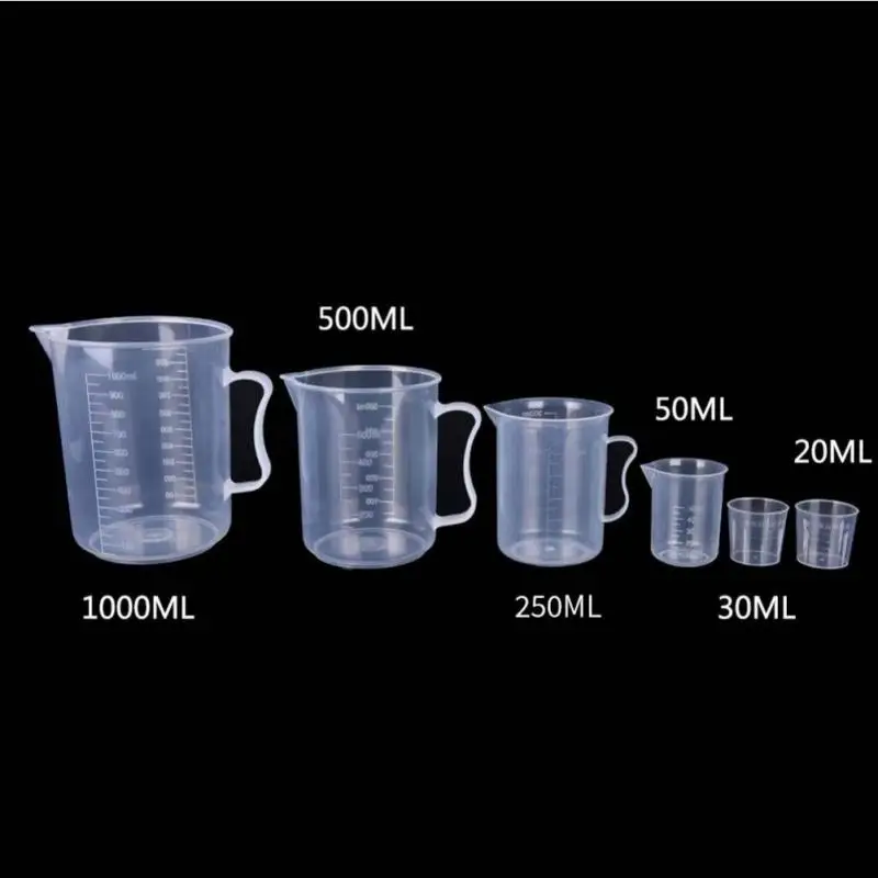 1-5pcs Plastic Graduated Measuring Cup Liquid Container Epoxy Resin  Silicone Making Tool Transparent Mixing Cup Tools 50-1000ml