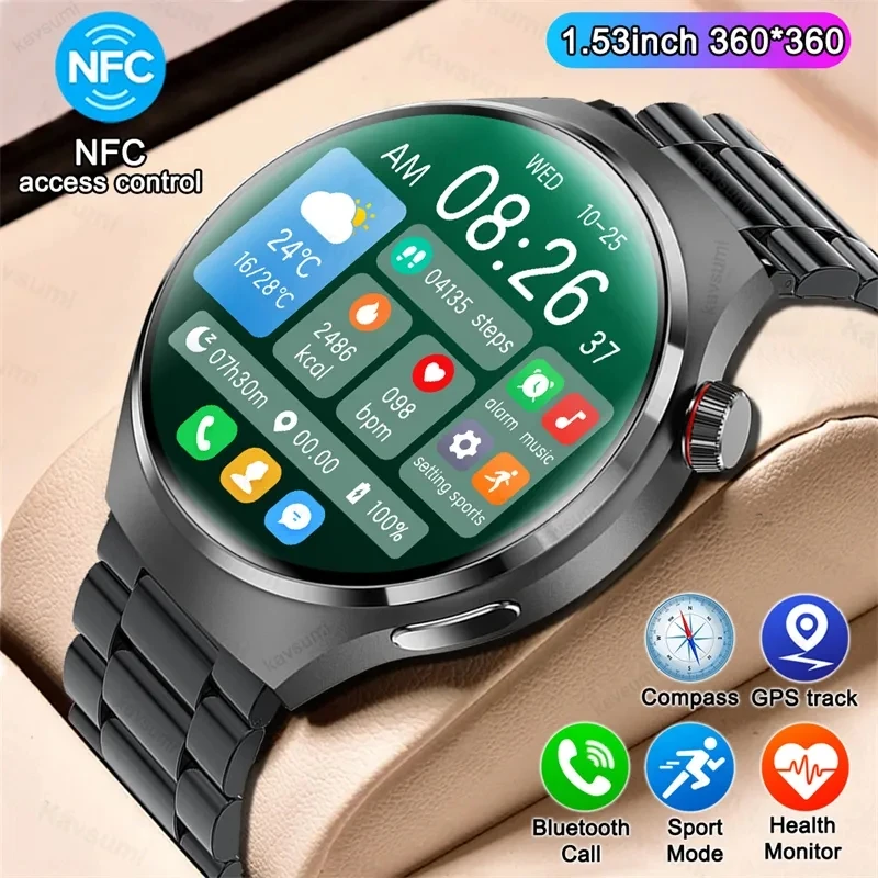 

2023 NFC Smart Watch Men GPS Track Bluetooth Call Sport Watches Compass Custom Dial Heart Rate ECG Smartwatch For Xiaomi Android