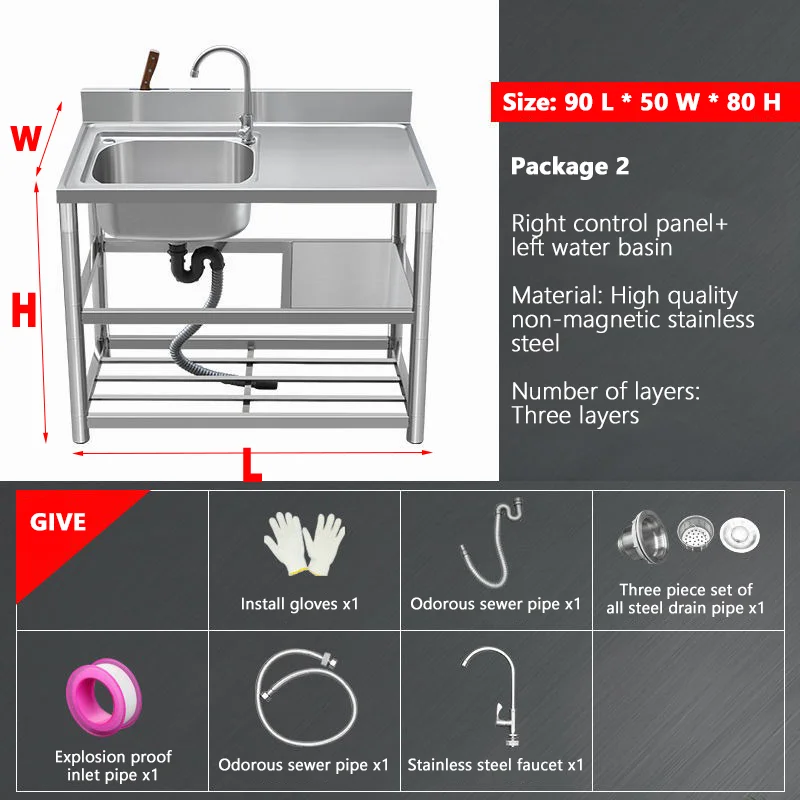 Fregadero de cocina de acero inoxidable 304 con soporte, lavabo integrado de tres capas para el hogar creativo, accesorios de cocina modernos
