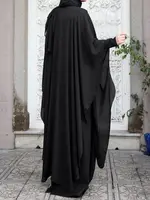 Women Chiffon Abaya Eid Mubarek Muslim Dresses Robe Long Sleeve Hijab 6