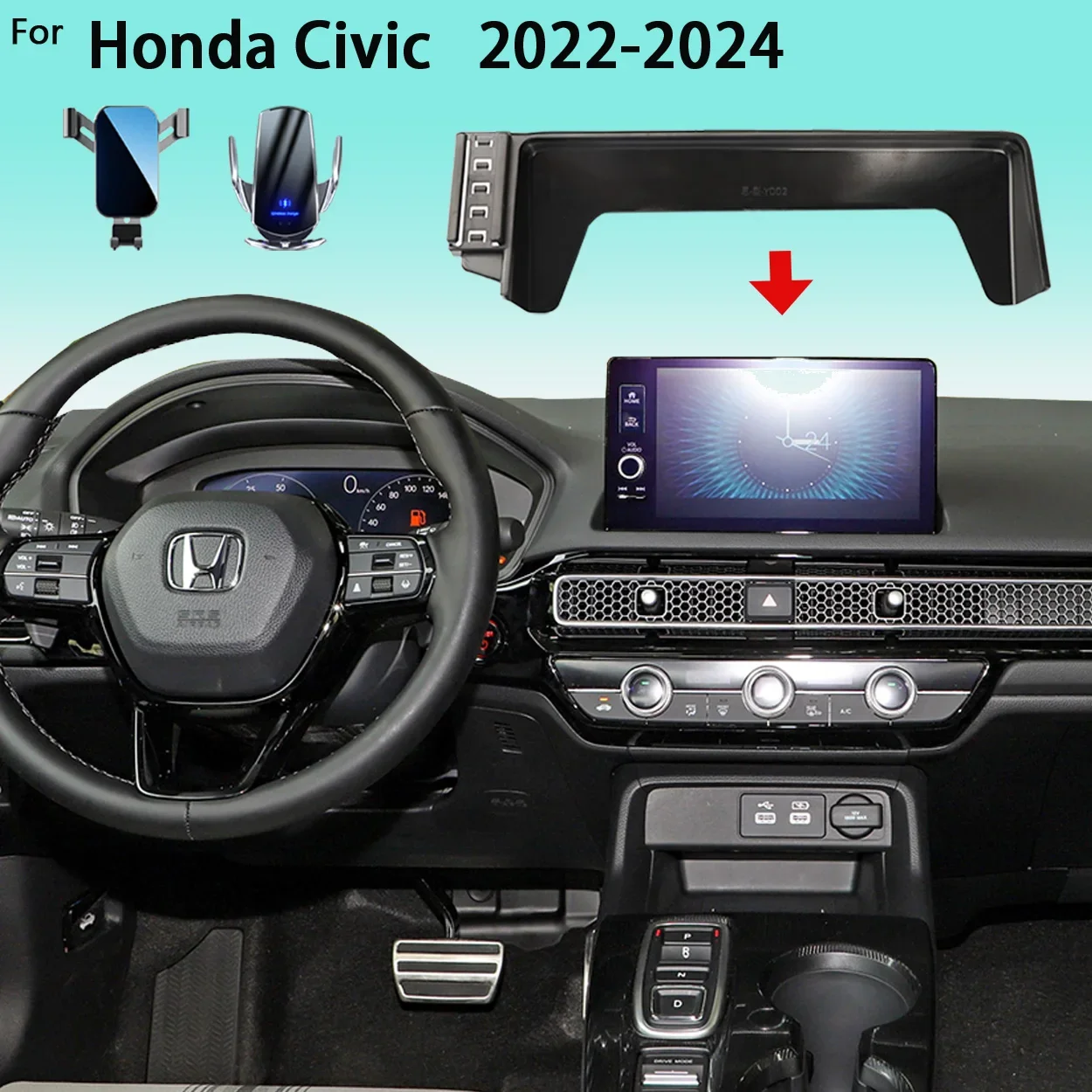 Honda Civic 11th Gen 2022-2024 용 차량용 전화 홀더 스크린 휴대 ..