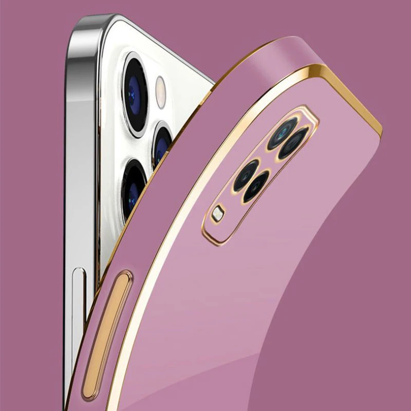 Luxury Square Plating Shockproof Silicone Phone Case Back Cover