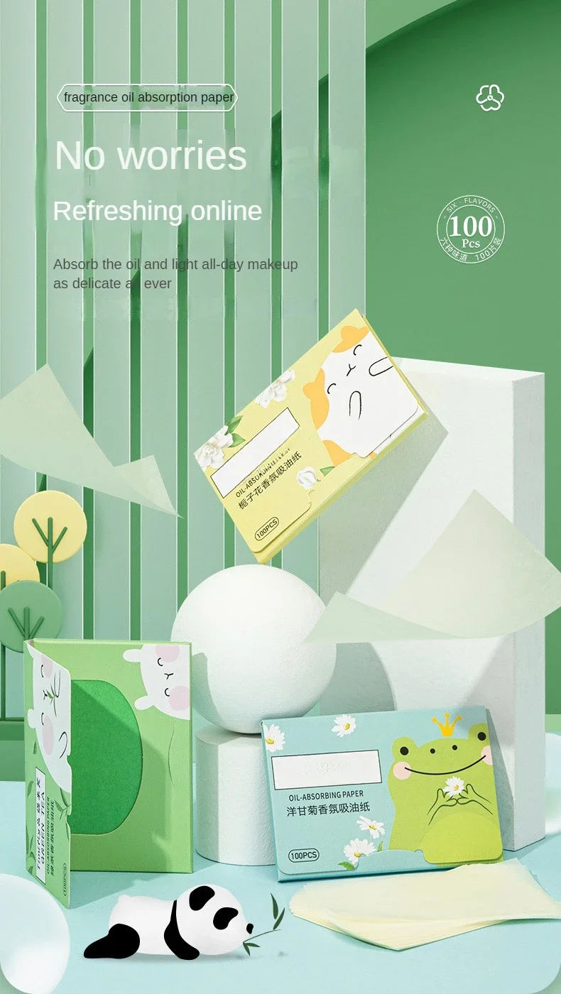 Description Picture 2 of item100Pcs New Face Oil Blotting Paper Protable Matting Face Wipes Facial Cleanser Oil Control Oil-absorbing Face Cleaning Tools