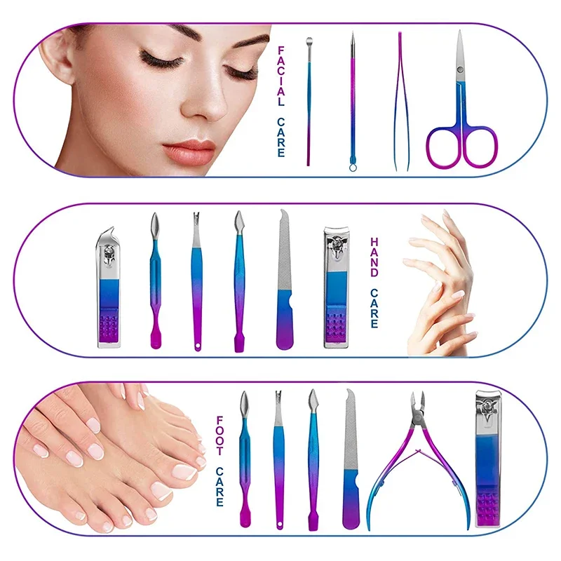 7/10/12/15Pcs/Set Manicure Cutters Nail Clipper Set Household Stainless Steel Nail Clippers Pedicure Nail Scissors Tool 2