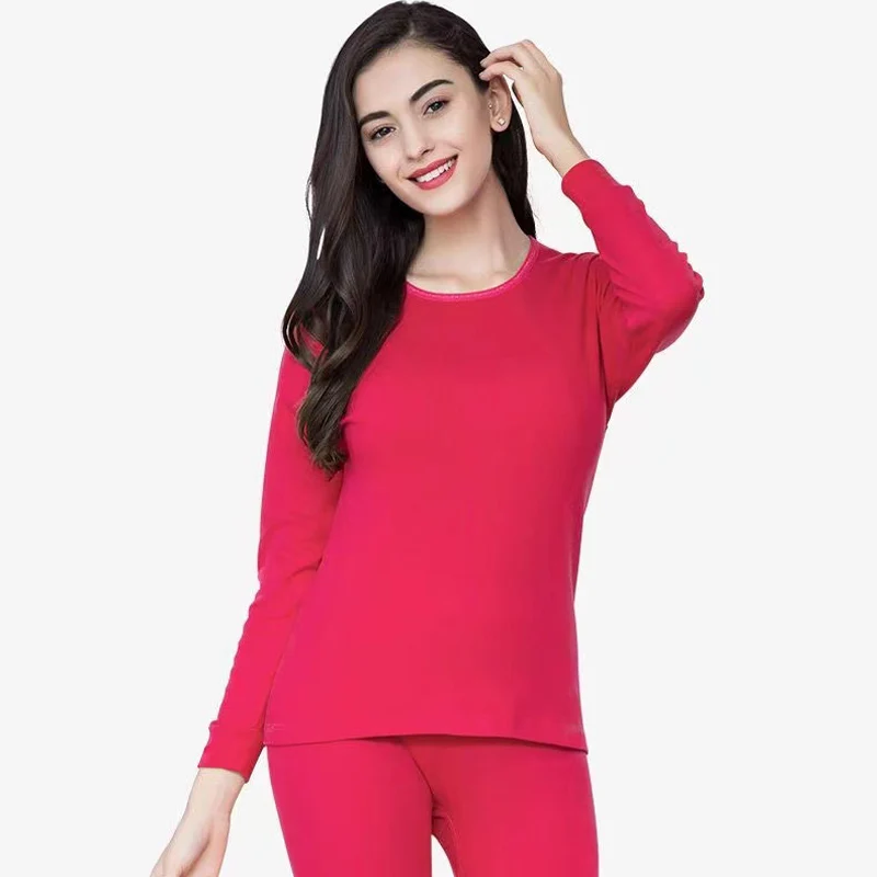 2PCS Autumn Winter 100% Cotton Thin Thermal Underwear Set Long Sleeve O-Neck Bottoming Long Johns Warm Lingerie Intimate Pajamas