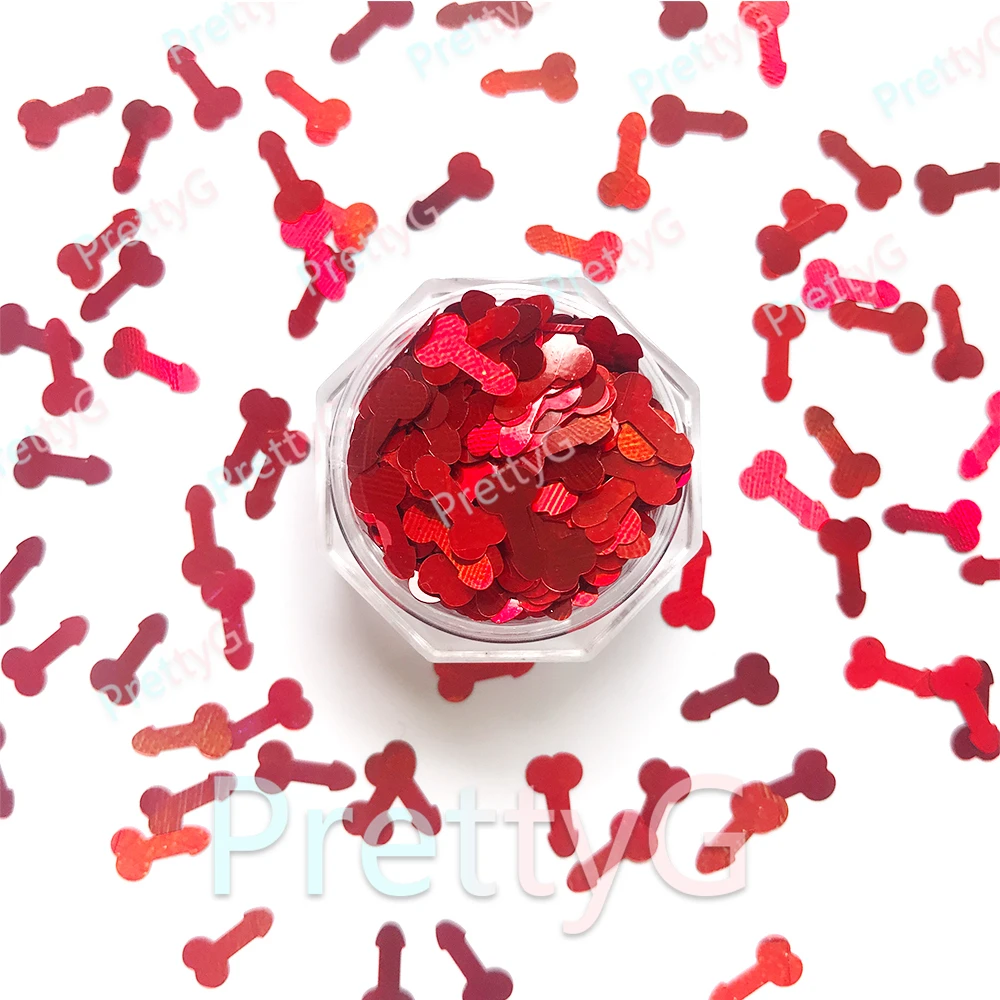 Nail Glitter Nail Decoration Body Glitter PrettyG 1 Box 8mm Small Man Penis Dicks Shape Glitter Sequins Holographic Glitter for Resin DIY Making Body Art Craft Decoration