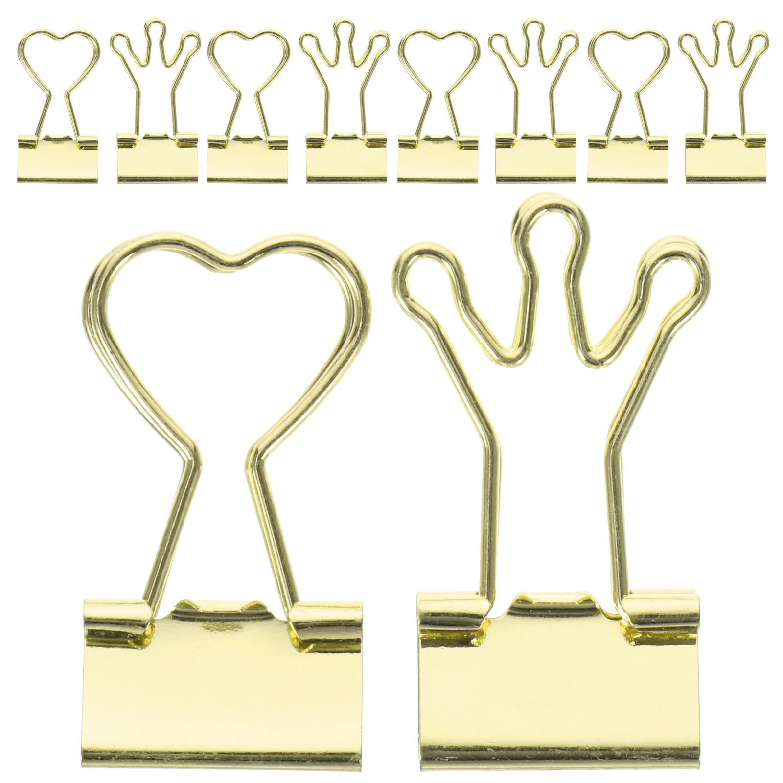 10Pcs 섬세한 미니 바인더 클립 금속 종이 클립 홈 오피스 학생을위한 다양한 크기 교사 독서 북마크 메모장