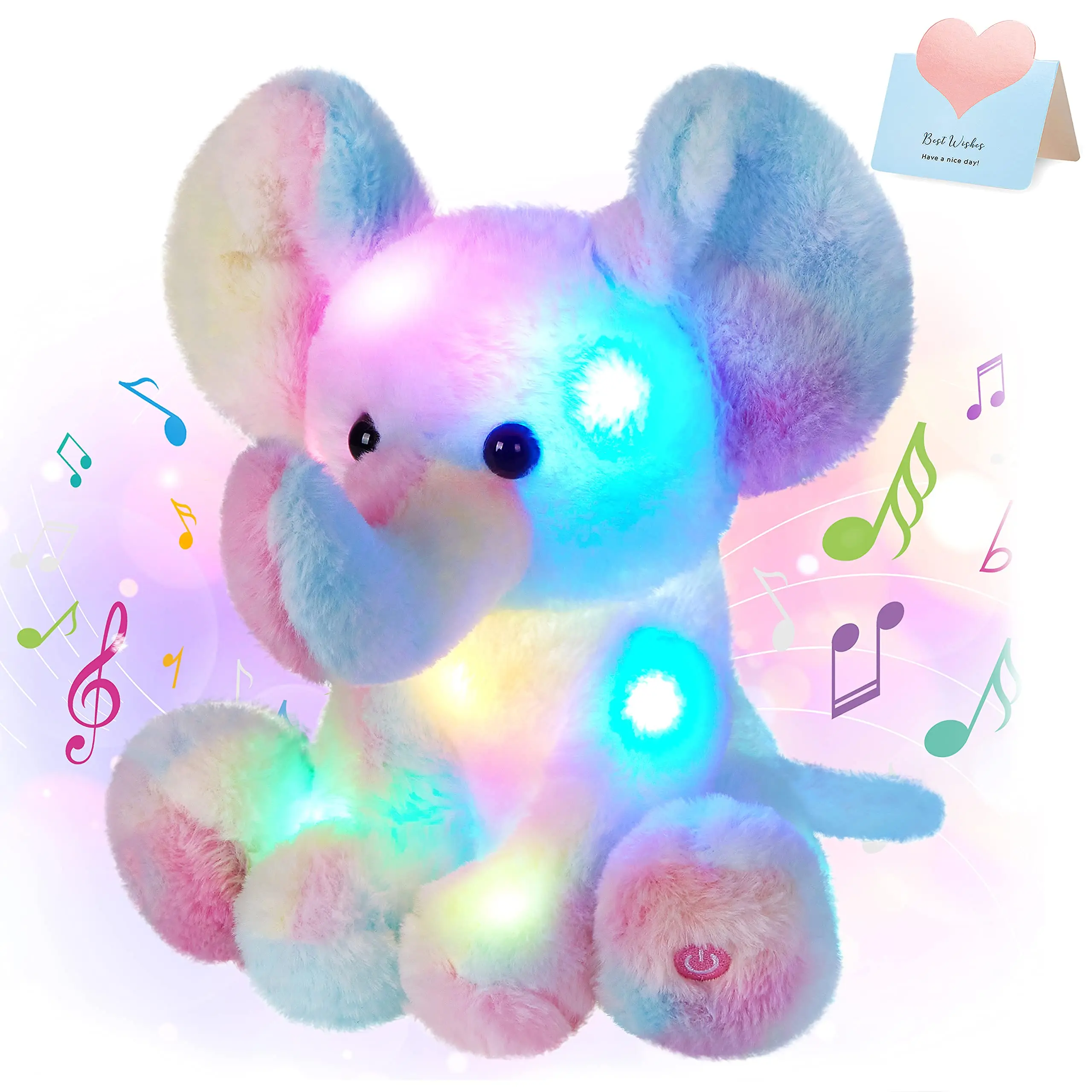 Plush Toy Elephant Doll Musical Glowing 28cm Throw Pillows Stuffed Toys for Girls Kids,plush toy