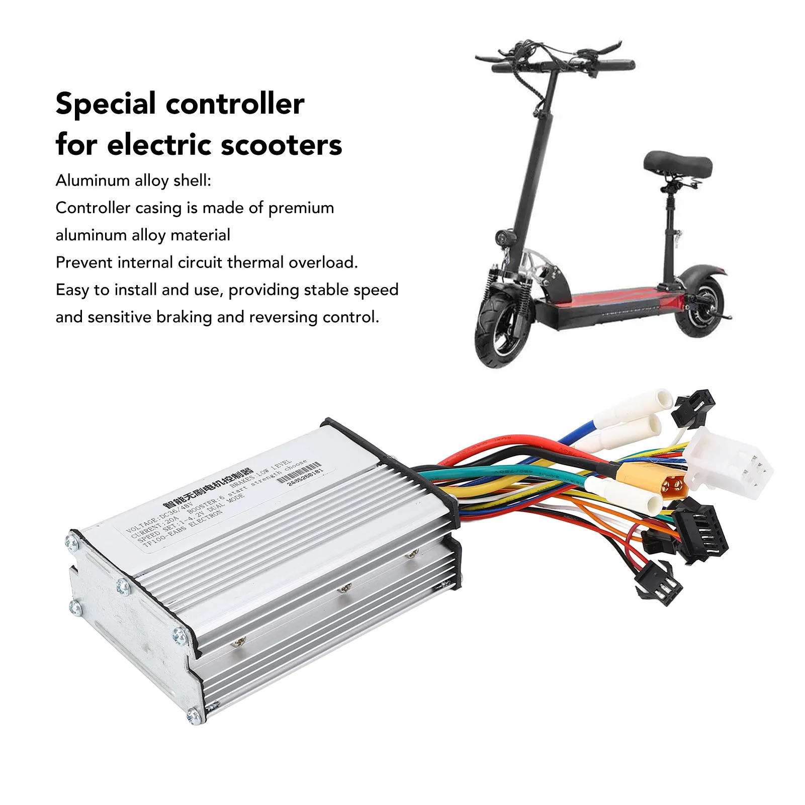 High-Performance Aluminum Alloy Brushless Motor Controller for Electric Scooters, 36V/48V, 20A