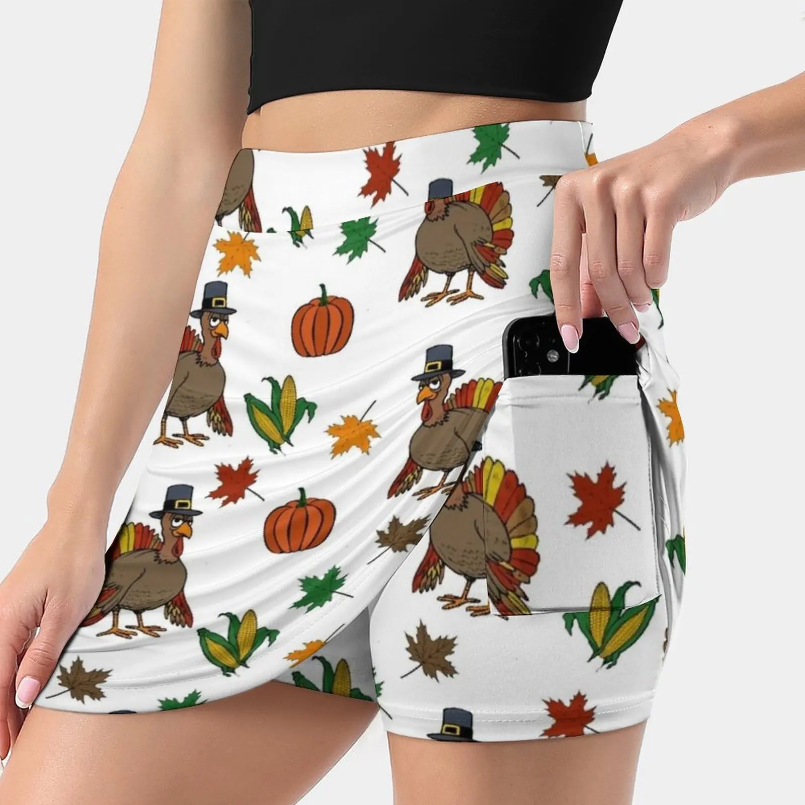 

Thanksgiving Turkey Pattern Women's skirt With Pocket Vintage Skirt Printing A Line Skirts Summer Clothes Pattern Cartoon