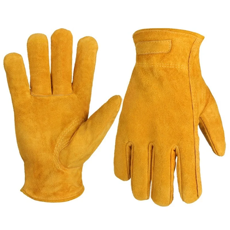 Work Gloves Cowhide Leather Men Working Welding Safety Protective Garden Sports MOTO Driver Clothing Gloves Mittens
