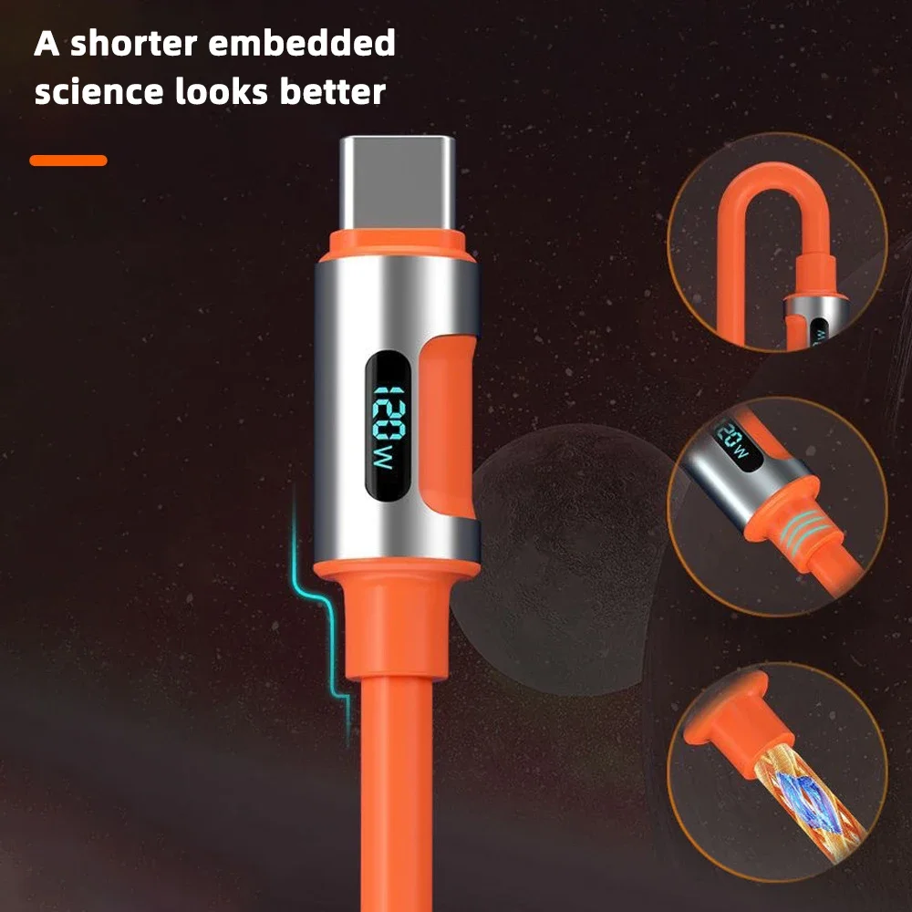 1M/2M 120W USB To Type C Fast Charging Data Cable For iPhone 15 14 Pro Max Huawei Xiaomi Samsung S24 USB C Data Cable Wire Cord