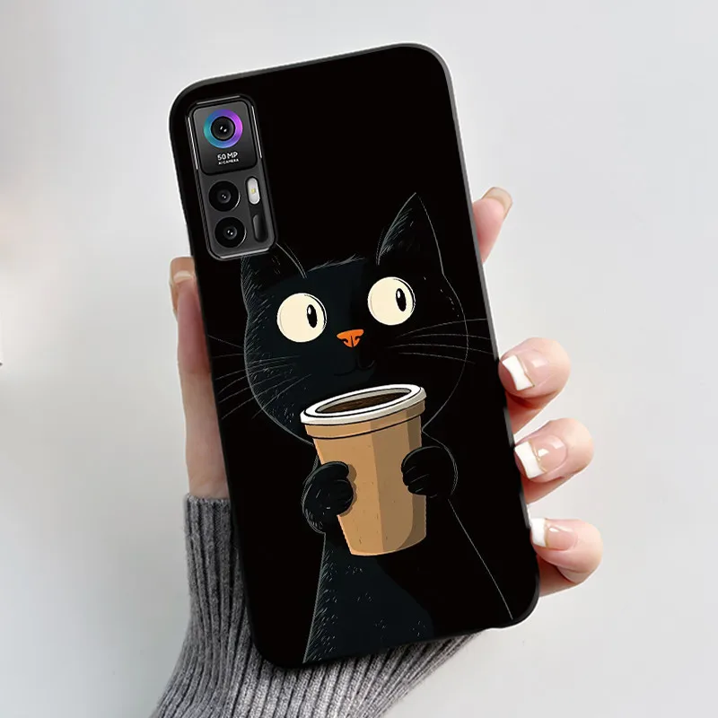 Cute Cats Shockproof Black Silicone Phone Case - Fun & Durable Protective Cover