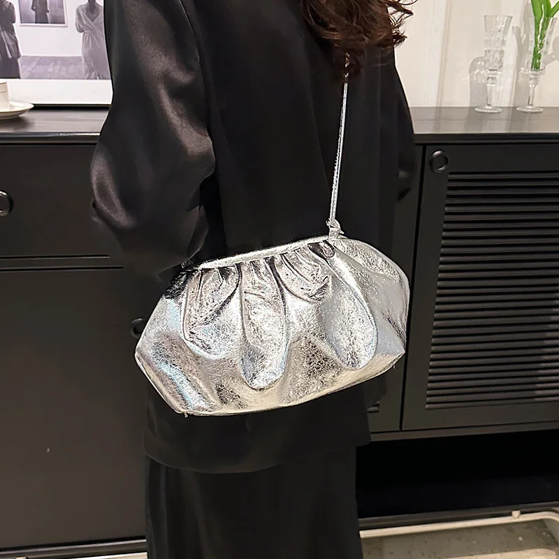 Summer Fashion Orange Blue Silver Handbags Soft Pu Seashell Shape Shoulder Bag Crossbody For Women Party Small Handbags femme