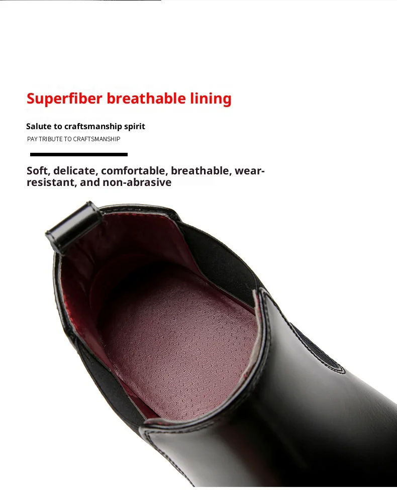 Neue Männer Echtes Leder Chelsea Stiefel Winter Pelz Gefüttert Slip Auf Stiefeletten Business Casual Wasserdichte Bequeme Leder Schuhe – Detail 7