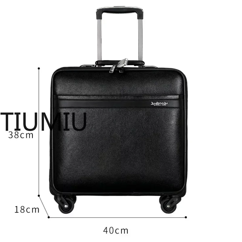 Business Suitcase Mute Universal Wheel Leather Trolley Box 16 