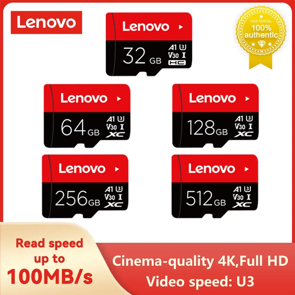 Lenovo Memory Card 512GB 256GB 128GB 64GB 32GB U3 V30 4K