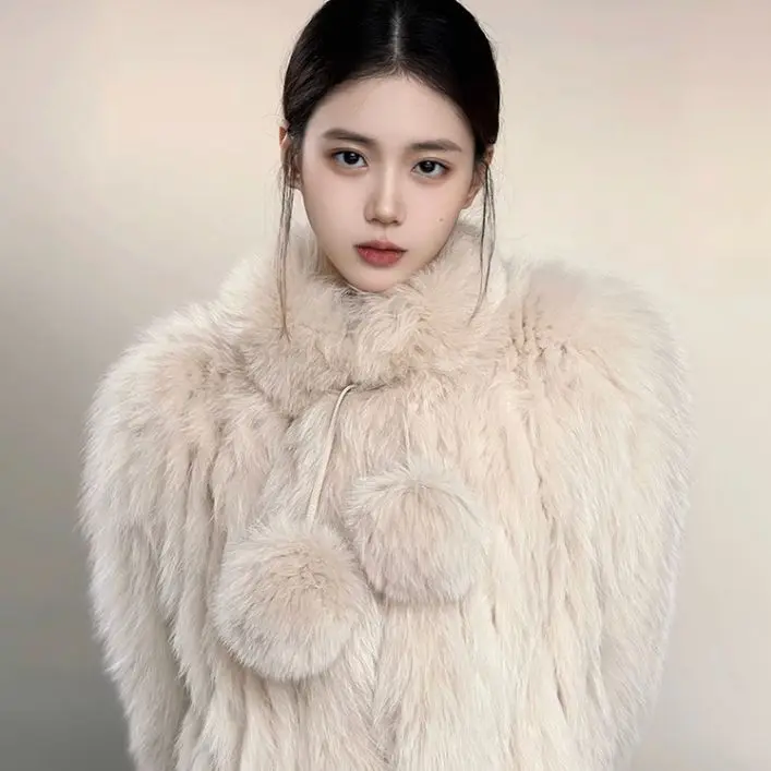 

2023 Fox Fur Car Stripe Fur Short Coat Women's Youth Autumn/Winter New