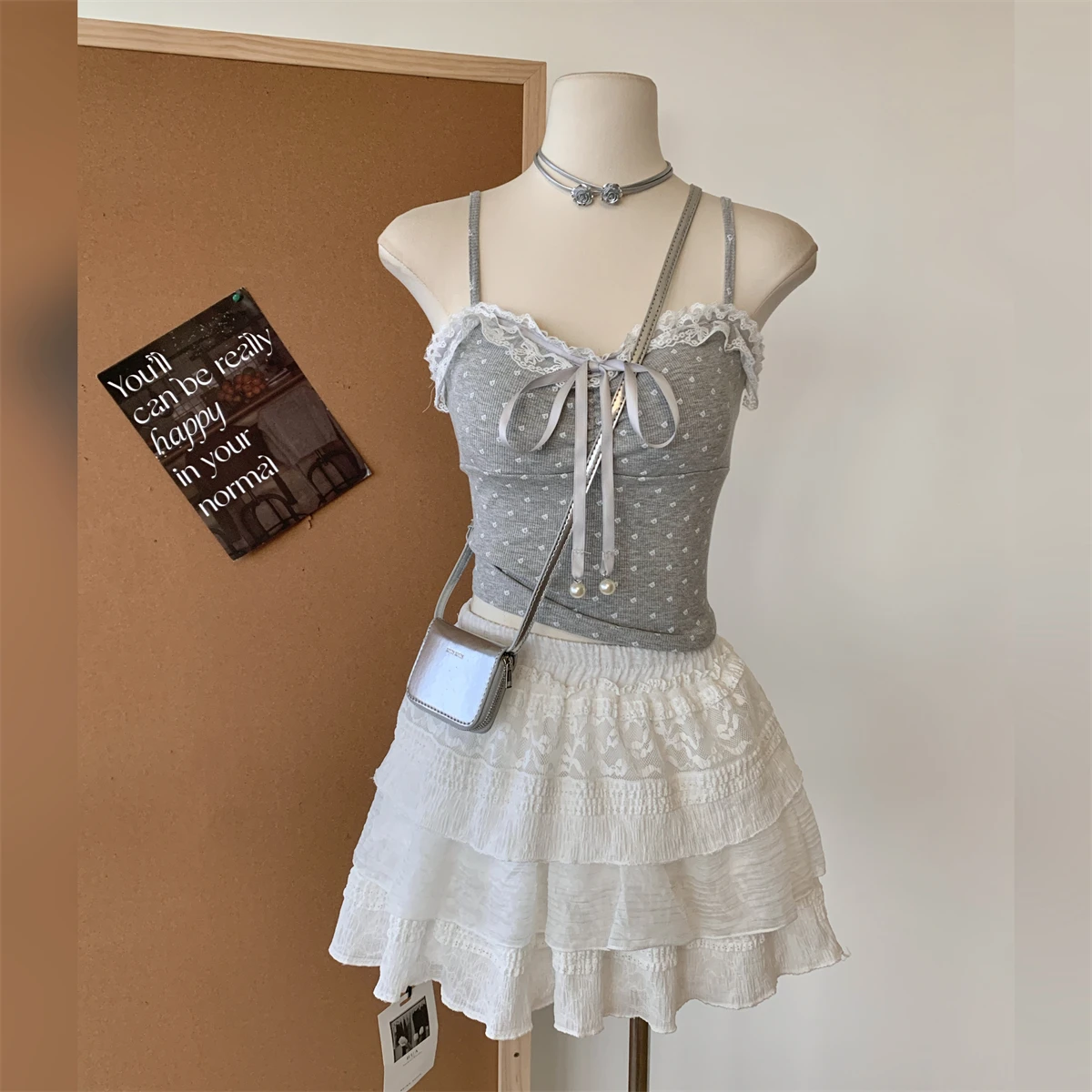 Autumn New Sweet 3-piece Skirt Set Women Spaghetti Strap Top Cardigan Mini Cake Skirt Y2K Kawaii Korean Fashion Suit Clothing