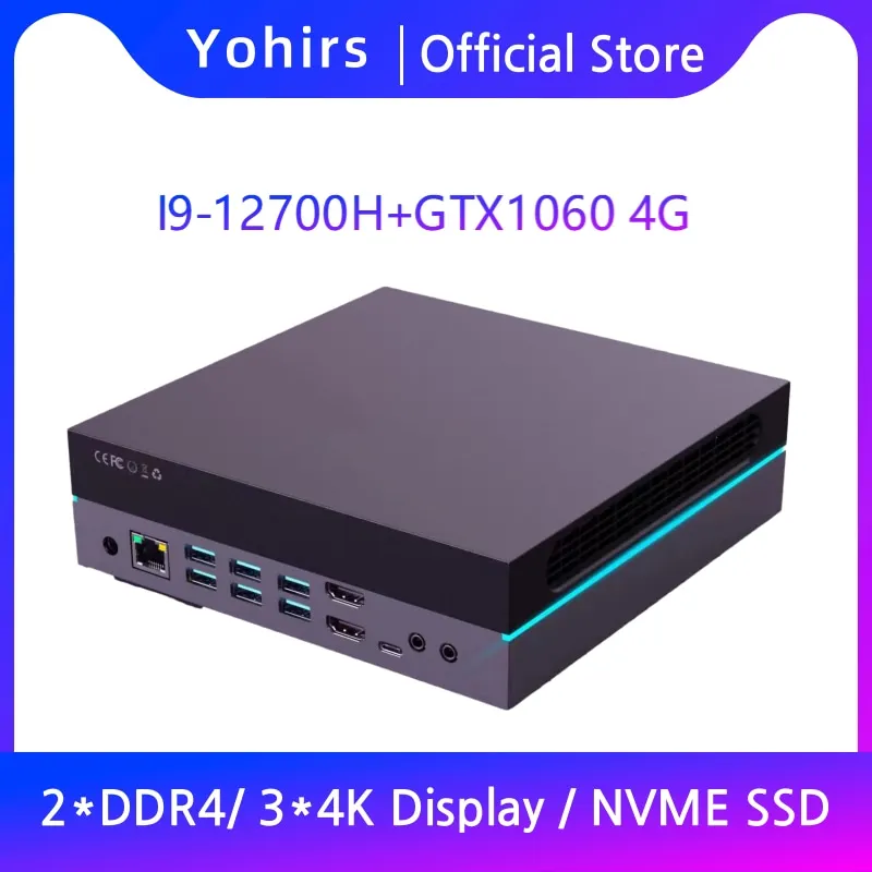 Yohirs Powerful Gaming Mini PC I9 12900H I7 12700H NVIDIA GTX1060 4G Thunderbolt4 Micro Desktop Computer Windows11 NUC 5G WIFI 2