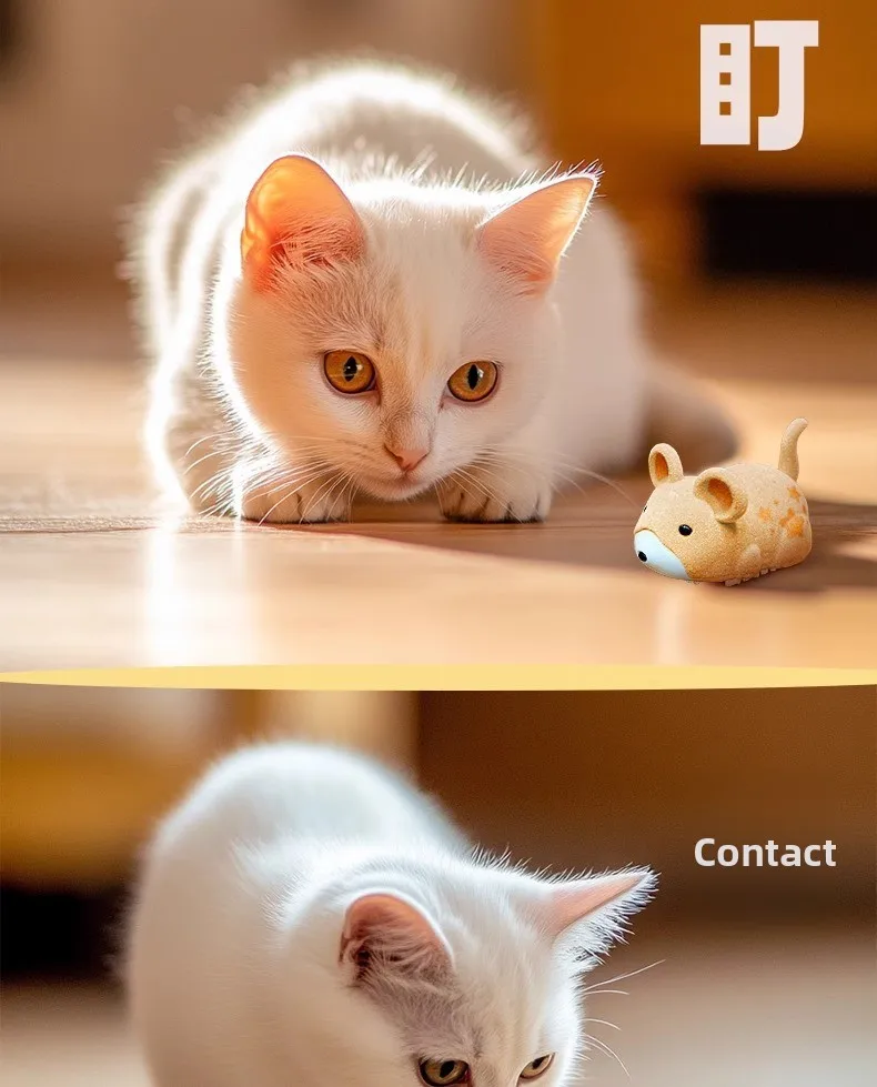 Interactive Cat Toy Electric Cat Toy Mouse Interactive Electric Hamster Cat Toy Self-Moving Obstacles Avoid