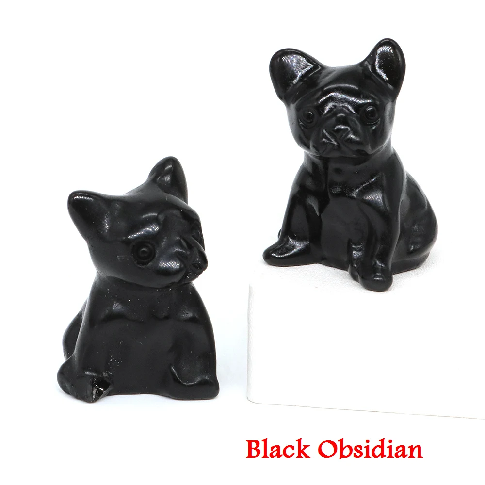 1.2 "Hunde figur Naturstein kristalle Reiki Heilung Mini Bulldogge Tier Statue Edelstein Handwerk Heim textilien Weihnachts geschenk – Detail 8