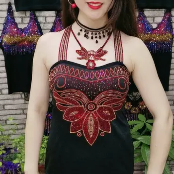 여성용 라인석 캐미솔 조끼, 섹시한 신축성 패션 나비 패턴, 할로우 크리에이티브 고품질, 가을 겨울 따뜻한 멜빵