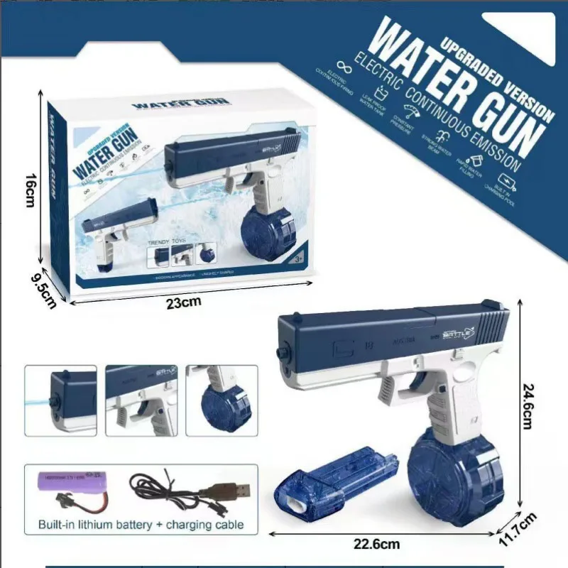 

Summer Fully Automatic Connected Grook Water Gun Electric High Capacity Drama Beach Toy Double Magazine