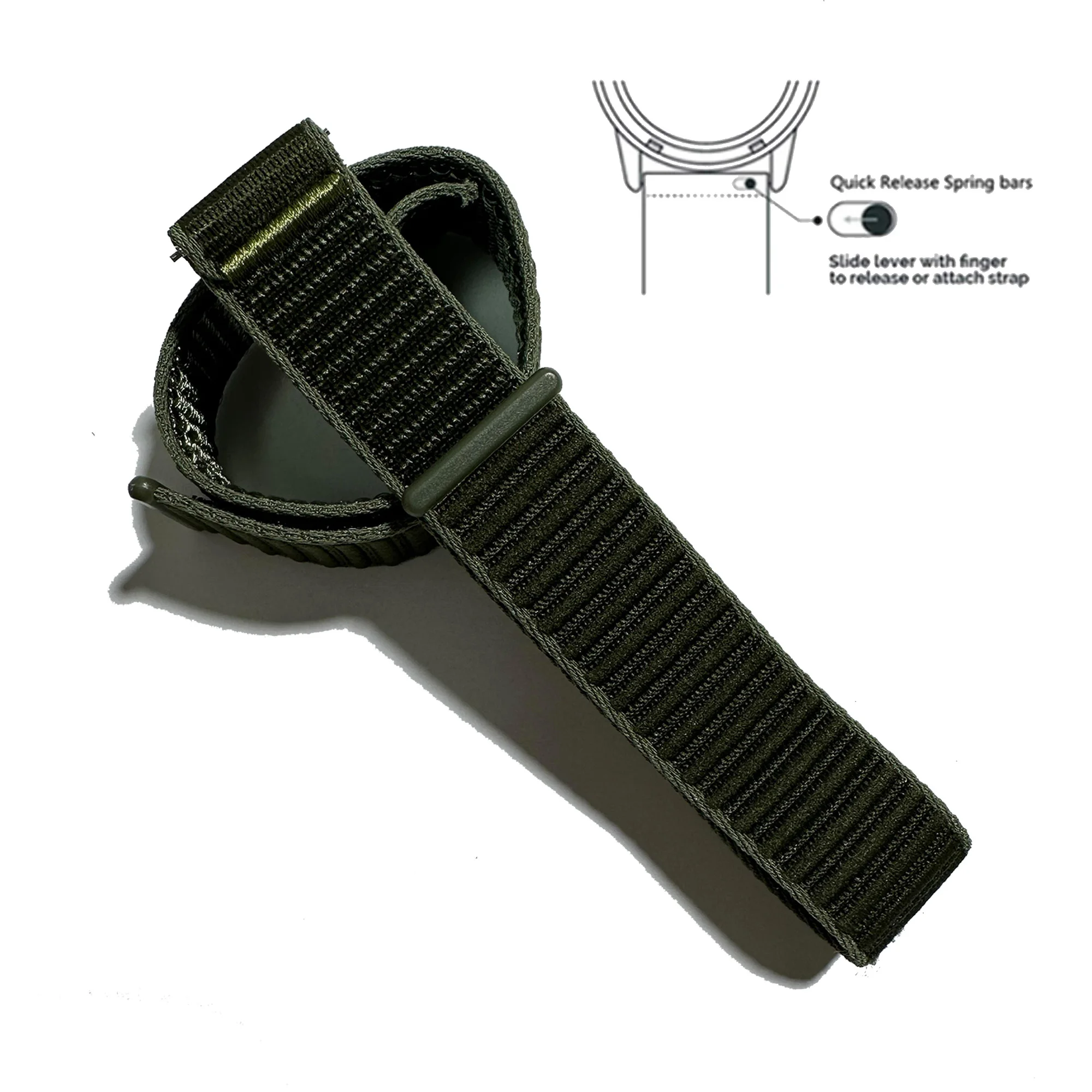 Enhanced Quick Release Nylon Elastic Watch Strap with Adjustable Hook and Loop Closure, 22mm Width