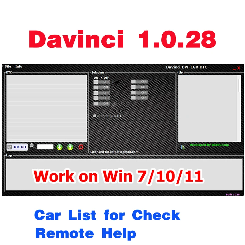 Davinci 1.0.28 REMAPPING Unlimited Activate Work on KESS/KTAG/Other ECU Tool win 7/10 ecu tool car repair software