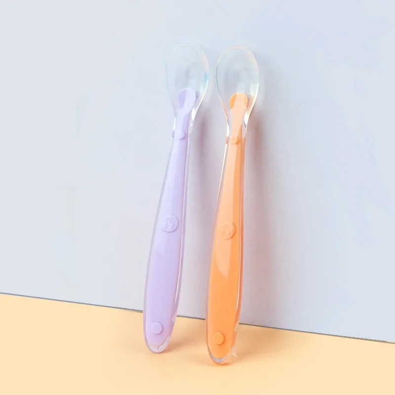 Baby silicone feeding spoon Soft Spoon Training Feeding Spoons Children kids Infants Food supplement spoon food grade Temperature Sensing