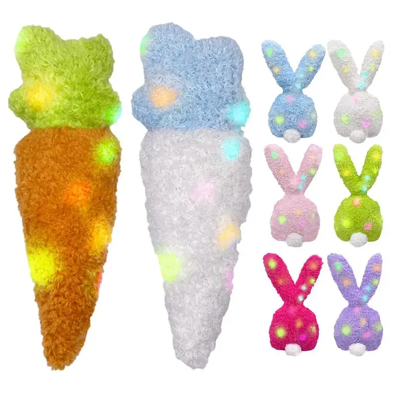 

Stuffed Animal Bunny Toy LED Lights Music Rainbow Stuffed Animals Easter Rabbit Cushion Led Light Toy Gift For Children birthday