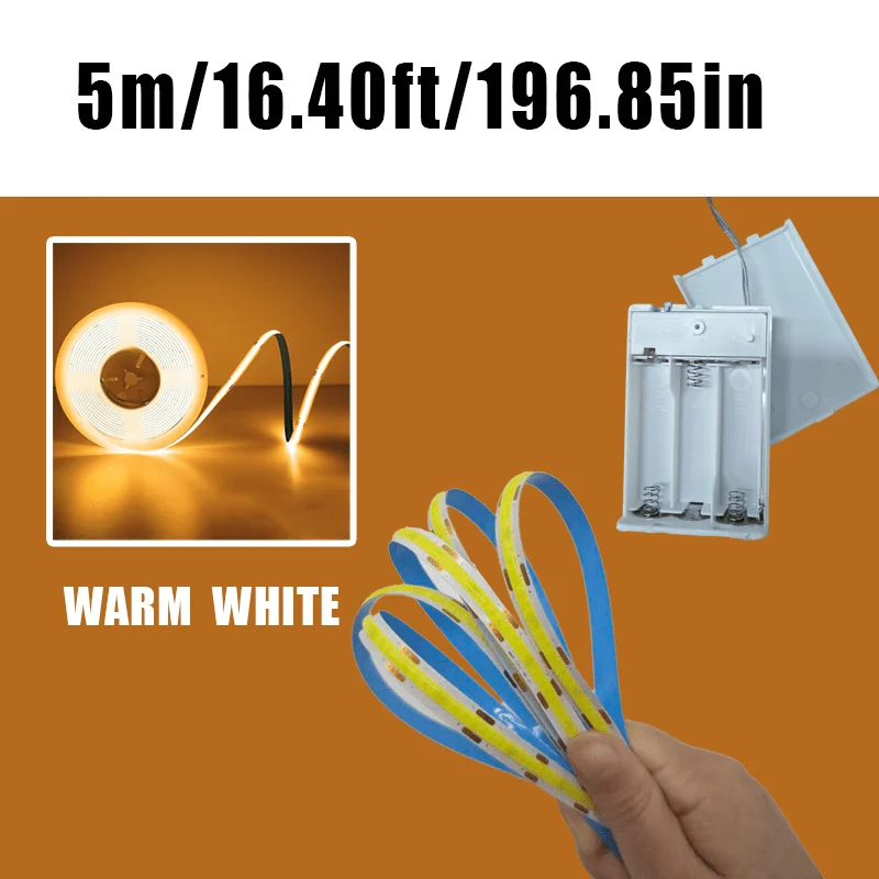 ตัวเลือกสินค้า ไฟ LED ยืดหยุ่น COB 5V สีสันสดใส สำหรับตกแต่งบ้านและงานปาร์ตี้