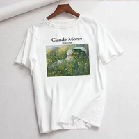 Claude Monet New Summer Female Art Large Size Loose Short Sleeve Casual Letter Printing Harajuku ins tops tees Vintage T-Shirt 2