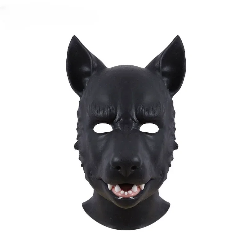 

Silicone Latex Dog Mask Full Head Hood Unisex Fetish Cosplay Large Stage Performance Clothing