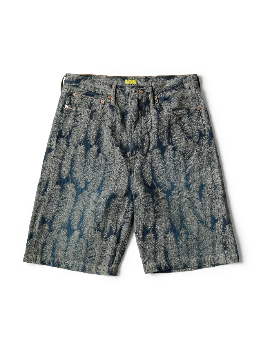 Feather Pants for Men Cotton Clothing Summer New Denim Shorts Non Kapital