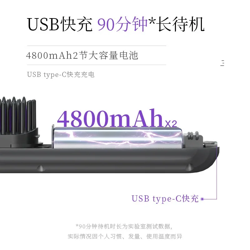 USB/110V/220V Lowrarouge Wireless Straight Hair Comb Negative Ion Non Harmful Hair Styling Comb Portable Straight Roll Dual Use 4