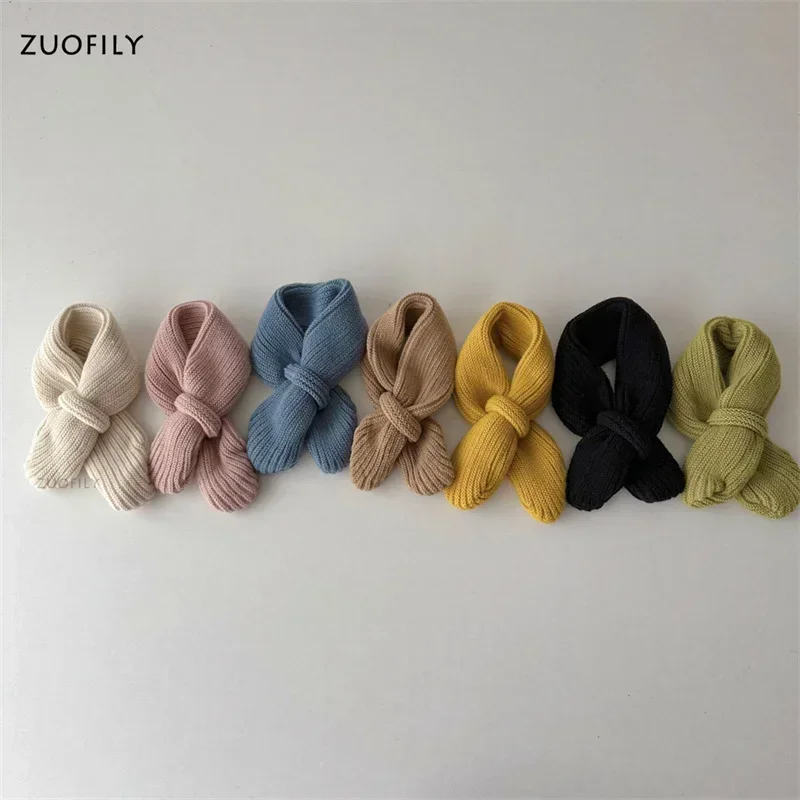 Soft Knitted Kids Scarf Winter Warm Infant Toddler Neck Warm Fashion Children Girl Boy Scarves Baby Bib Solid Color Neckerchief baby scarf,kids hat scarf set
