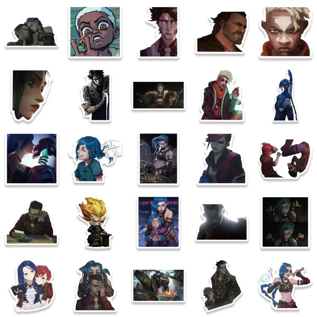 50PCS Cool Cartoon Anime Arcane Game Stickers For Cars Motorcycles Water cup Children's toy Luggage Computers Sticker 4