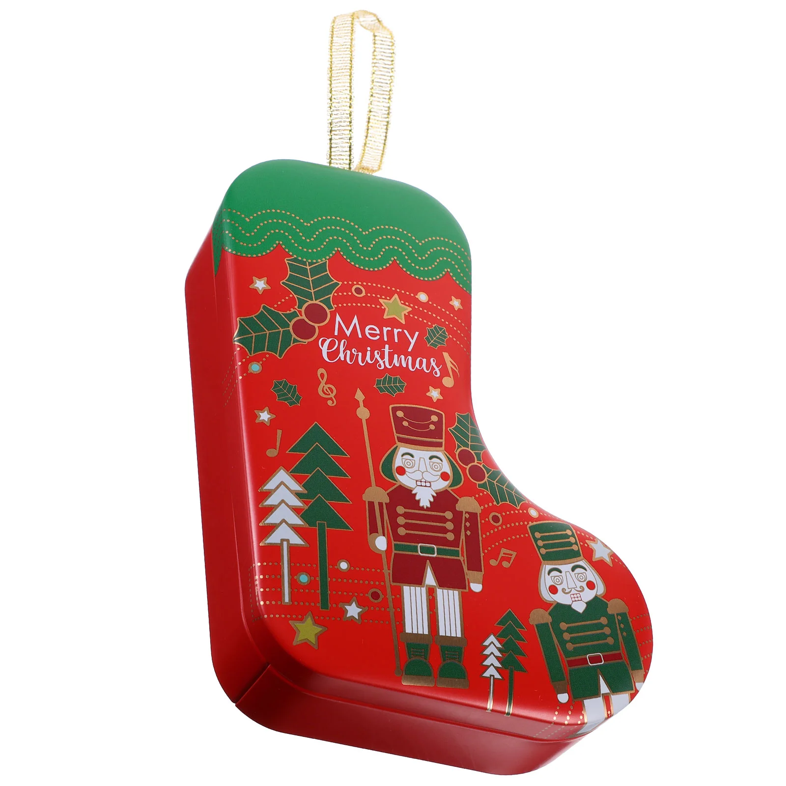 

Christmas Theme Tinplate Box Candy Box Stocking Shape Hanging Candy Box